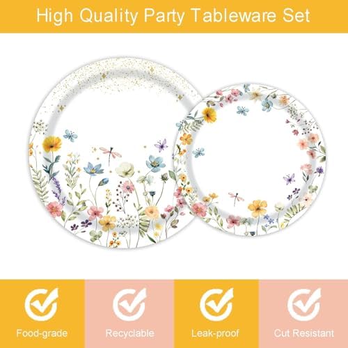 96 Pcs Wildflower Party Supplies for 24 Guests