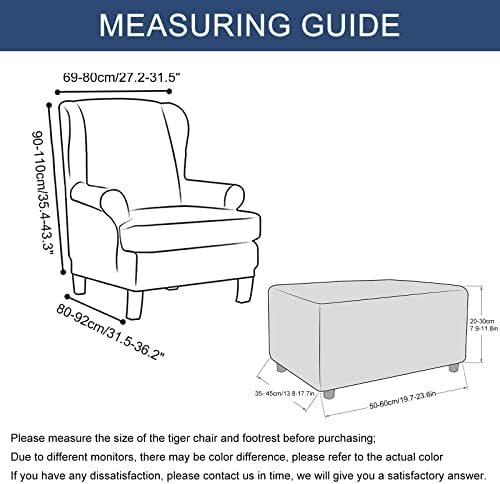 HAOYONG Stretch Wing Chair Cover Set with Ottoman 2Pcs