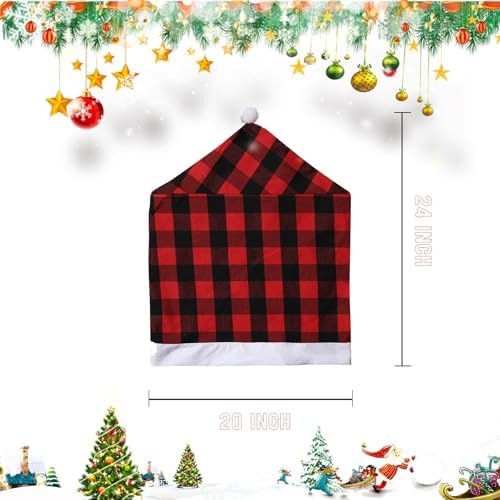 Qubjus Classic Red Check Dining Chair Covers 4 Pack