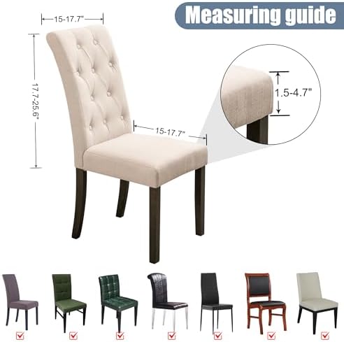 Modern Dining Chair Cover Set 8PCS Geometric Coffee Life Brown Microfiber Slipcovers