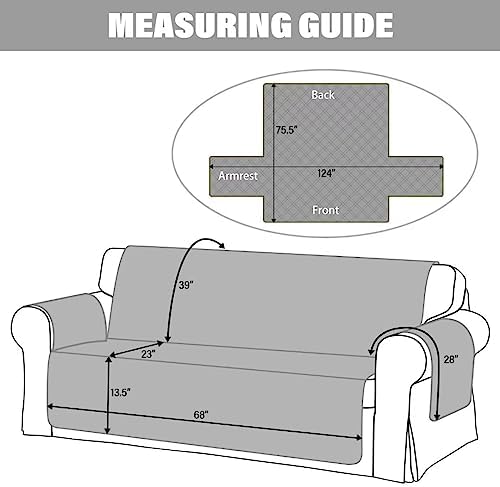 TOMORO Non-Slip Sofa Slipcover - Waterproof Quilted Cover with 5 Pockets