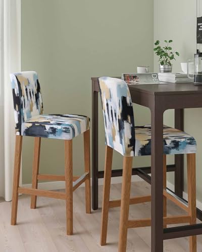 Modern Canvas Bar Stool Covers Set of 2 with Abstract Art Design