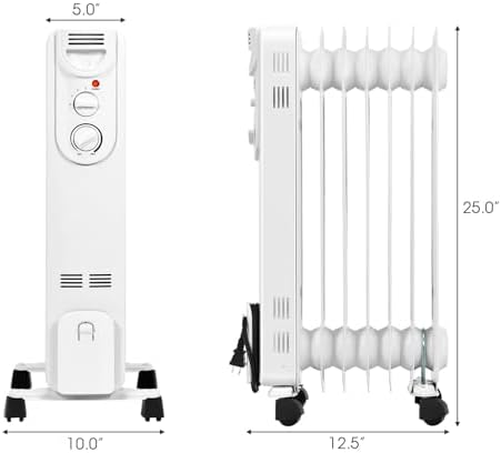 KOTEK 1500W Oil Filled Radiator Heater with 3 Modes and Thermostat