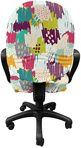 Ambesonne Brush Office Chair Slipcover with Polka Dots and Inky Splatters 1