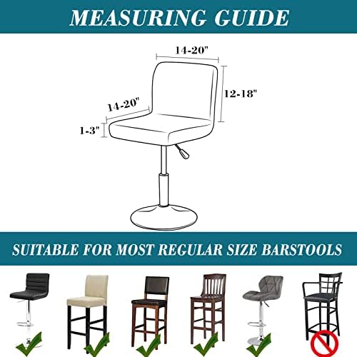 HFCNMY Bar Stool Covers 4 Pack Stretch Waterproof PU With Backs Beige