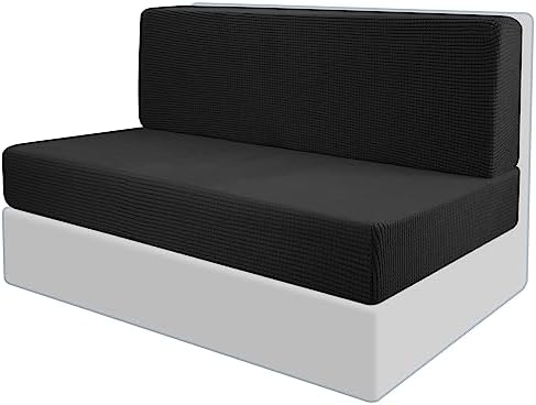 RV Dinette Cushion Covers - Stretchable Loveseat Sofa Protector Black