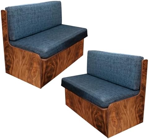 BIETYONE RV Dinette Cushion Covers Grid Deep Blue 2 Backrest 2 Bench Covers