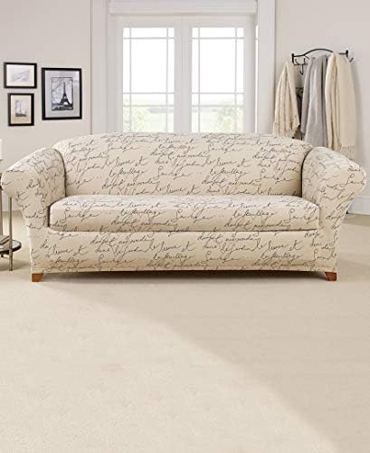 SureFit Stretch Pen Pal 2 Piece Sofa Slipcover Parchment