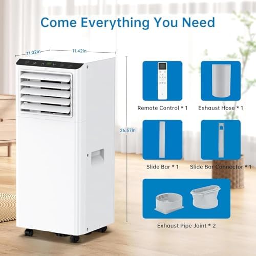 8000 BTU Portable AC 3-in-1 Cooling Dehumidifier Fan