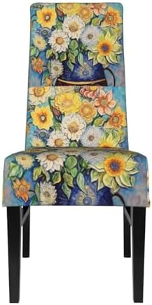 ViLLeX Stretchy Dining Chair Slipcovers with Flower Print