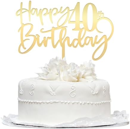 Happy 40th Birthday Cake Topper Mirrored Gold