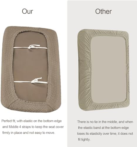 RV Dinette Cushion Covers Stretchable Fabric 2 Piece Set Light Coffee