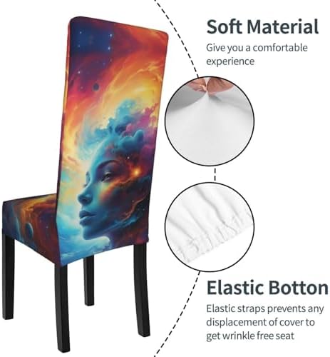 Cosmic Canvas Dining Chair Covers with Stretch Spandex