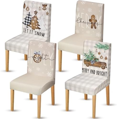 Moukeren 4 Pcs Christmas Dining Chair Covers