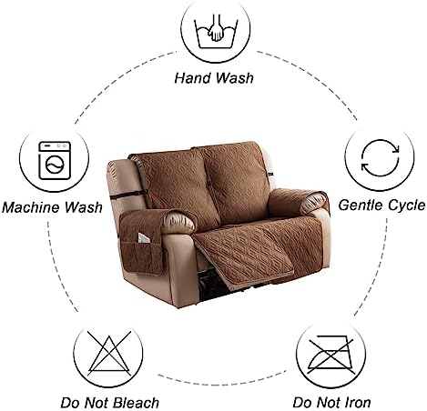 Genina Waterproof Recliner Cover for 2 Seat Non-Slip and Washable