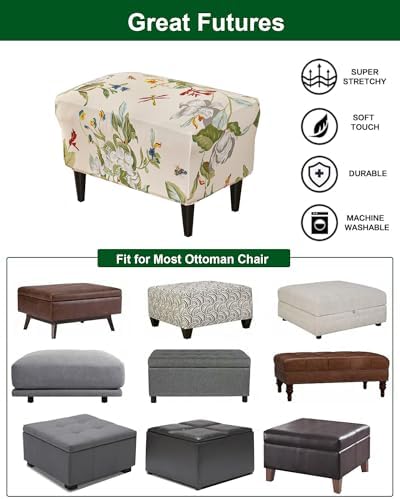 CRFATOP Large Ottoman Chair Cover with Elastic Bottom