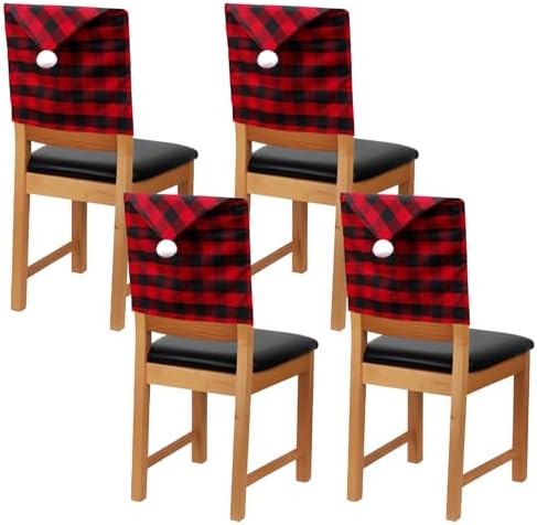 GlyinnHe 4 Pack Red Black Buffalo Plaid Chair Covers