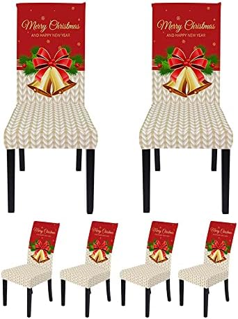 ITFRO Christmas Chair Covers Set of 6 Red Wine and Beige