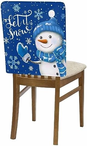 Blue Snowman Christmas Chair Covers Set of 4 for Dining Room 1