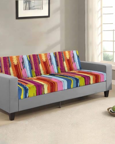 Kewadony 2 Pcs Modern Abstract Art Canvas Sofa Seat Covers Waterproof Washable