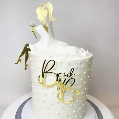 2PCS Bride To Be Lady Cake Decoration Set Gold