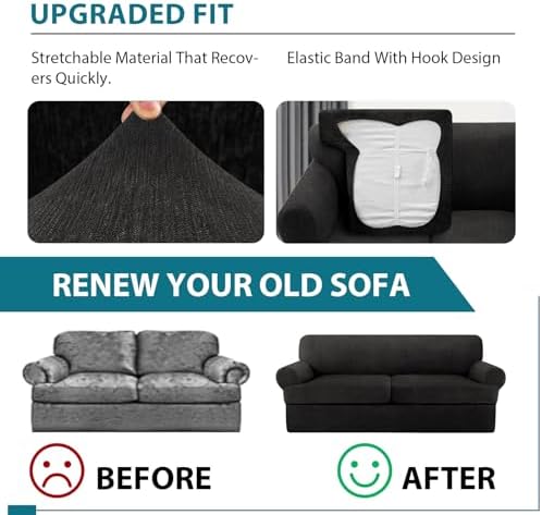 Jcones T Cushion Sofa Slipcover Set 3 Pieces
