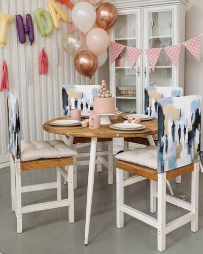 Modern Canvas Chair Covers Set of 4 for Dining Room
