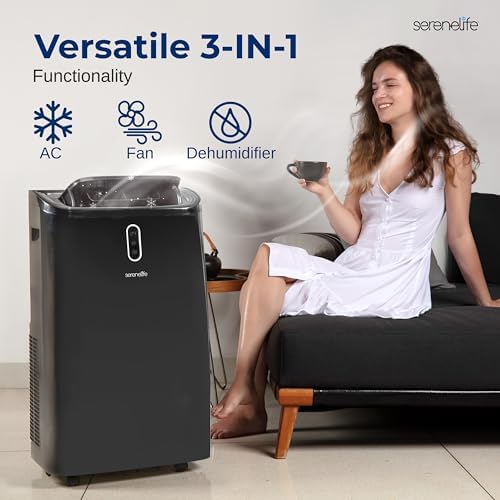 SereneLife SLPAC242B 12000 BTU Portable AC Unit with Dehumidifier and Fan