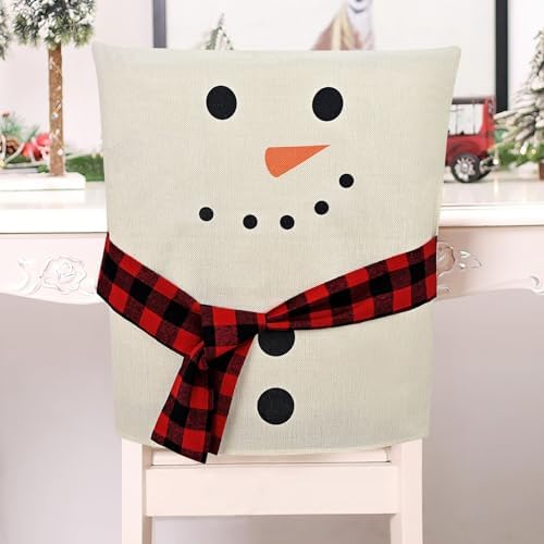 FRAMICS Christmas Chair Covers Set of 4 Snowman Design 1