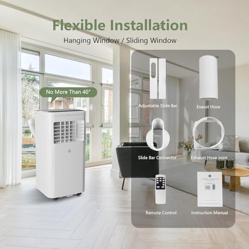 MilleLoom Portable AC 10000 BTU 450 Sq Ft with Dehumidifier Timer Remote