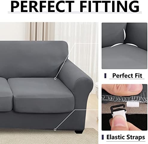 Hyha 4 Piece Sofa Slipcovers for 3 Cushion Couch