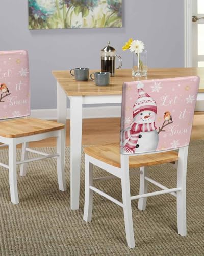 DecorLovee Pink Snowman Christmas Chair Back Cover 6 Pack