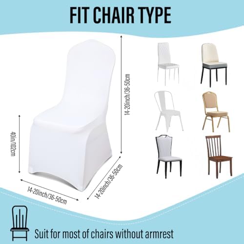 LEBENGURU Premium Spandex Chair Cover 100 PCS White