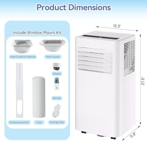 KOKEBREN 10000 BTU Portable Air Conditioner with Cooling Dry and Fan Functions