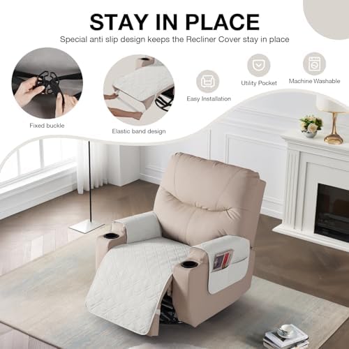 VANSOFY Recliner Chair Covers 22 Inch Waterproof Slipcover with Storage Pockets