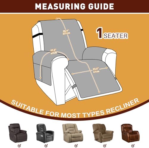 XINEAGE Waterproof Recliner Chair Cover with Pockets