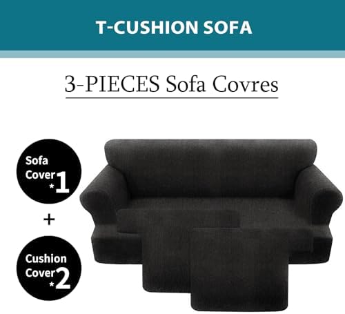 Jcones T Cushion Sofa Slipcover Set 3 Pieces