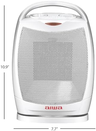 Aiwa Oscillating Heater with Handle 3 Heat Settings Overheat Protection