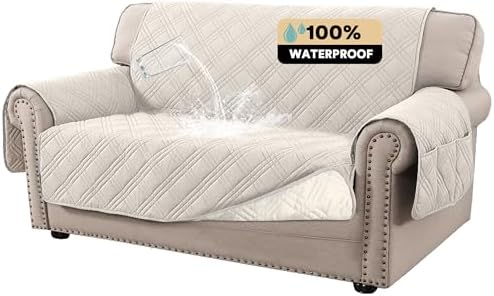 PrinceDeco Waterproof Loveseat Covers 48 French Oak