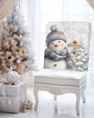 Christmas Chair Covers Set of 4 Snowman Slipcover for Dining Chairs