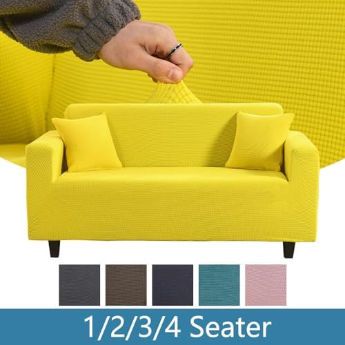 Stretch Sofa Slipcover 35-55 Inch Pet Friendly Yellow