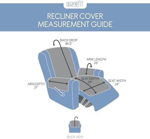 SureFit Microfiber Non-Slip Recliner Cover Gray 1