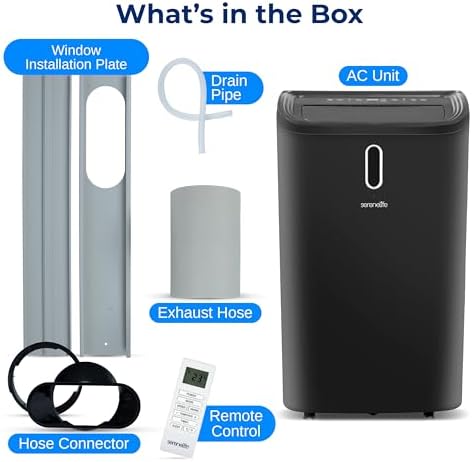 SereneLife SLPAC242B 12000 BTU Portable AC Unit with Dehumidifier and Fan