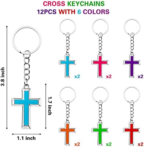Haooryx Religious Bracelets Cross Keychains 24Pcs