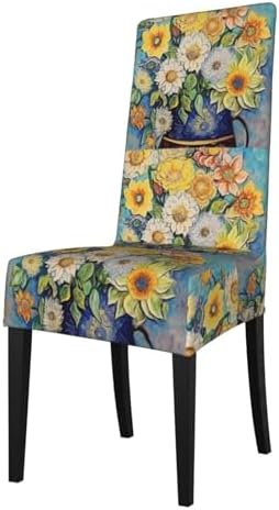 ViLLeX Stretchy Dining Chair Slipcovers with Flower Print