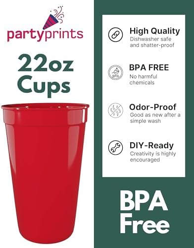 PartyPrints 10 Pack Reusable Plastic Cups 22 oz 1