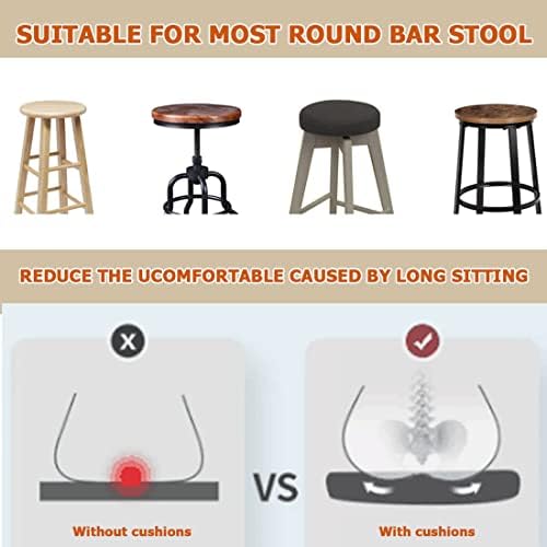 Padded Round Bar Stool Covers Cushion with Elastic Band 14 Inch Yellow