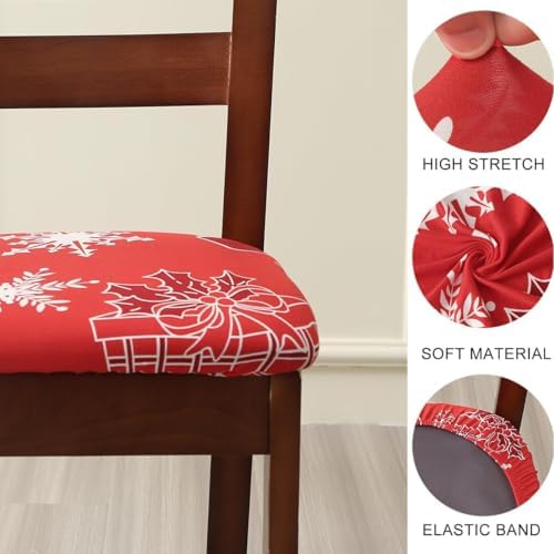 Christmas Dining Chair Seat Covers Set of 4 Stretch Washable
