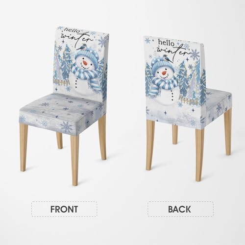 Horaldaily 4PCS Christmas Dining Chair Covers with Snowman Design 1