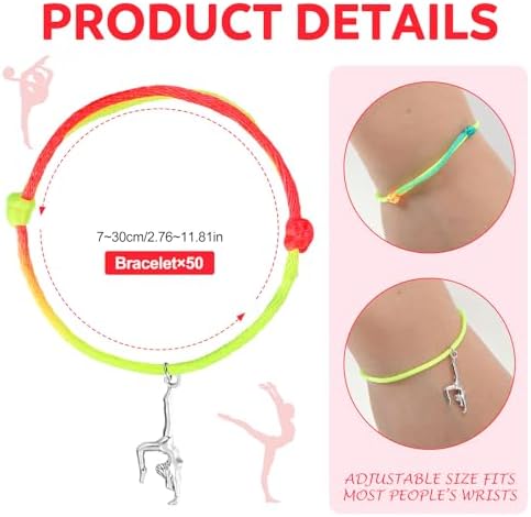 50 Pcs Adjustable Gymnastics Bracelets Set